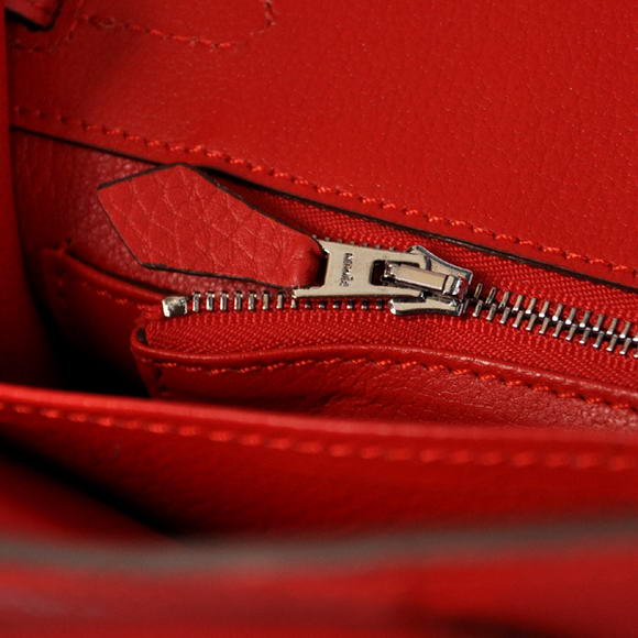 Super A Replica Hermes Birkin 25CM Tote Bags Togo Leather Red Silver 60799